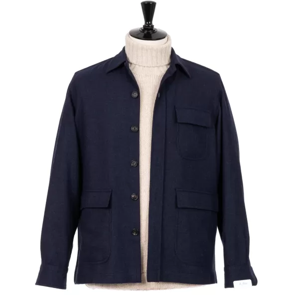 De Petrillo Aubergine Blue Sports Jacket "Shirt Pocket" Made Of Wool And
