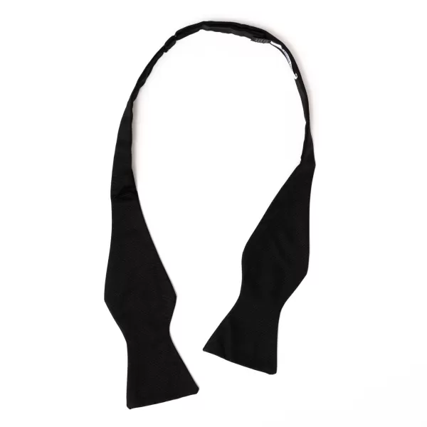 Petronius Black Bow Tie "Black Butterfly Bow Tie" Made Of Pure Grosgrain Silk
