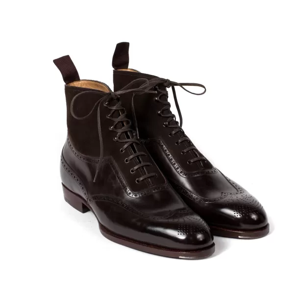 Saint Crispin's Boot "Fullbrogue-Oxford" Made Of Dark Brown Calfskin With Suede Shaft