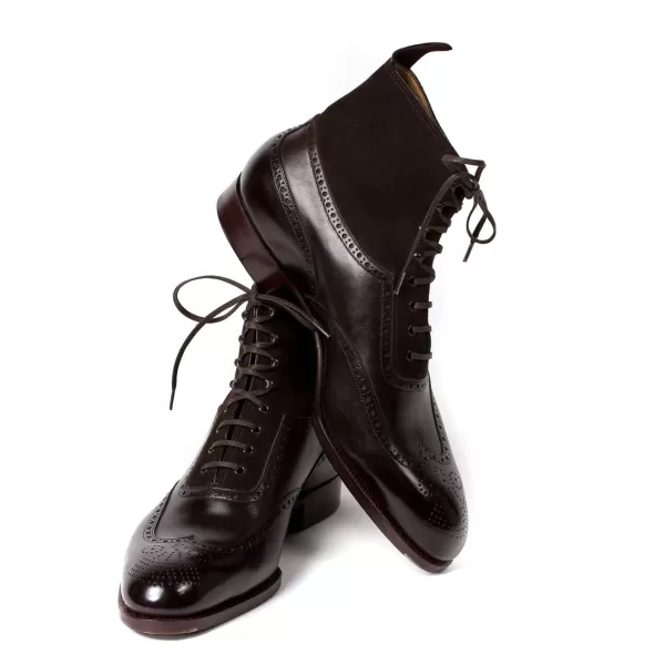 Saint Crispin's Boot "Fullbrogue-Oxford" Made Of Dark Brown Calfskin With Suede Shaft