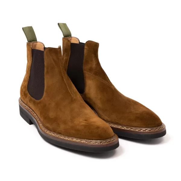 Saint Crispin's Boot "Winter Chelsea" Made Of Dark Brown Suede - Purely Handcrafted