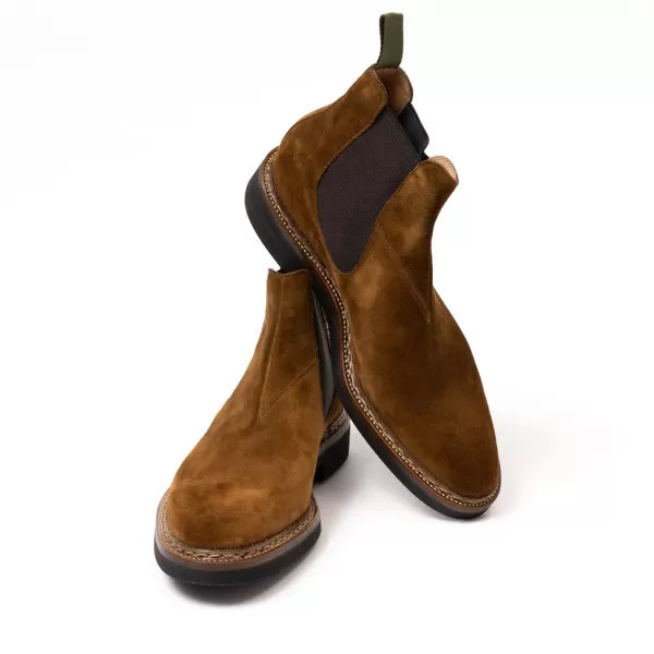Saint Crispin's Boot "Winter Chelsea" Made Of Dark Brown Suede - Purely Handcrafted