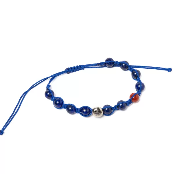 Barbarulo Napoli Bracelet "Blue Love" With Blue Stones And Button In Sterling Silver -