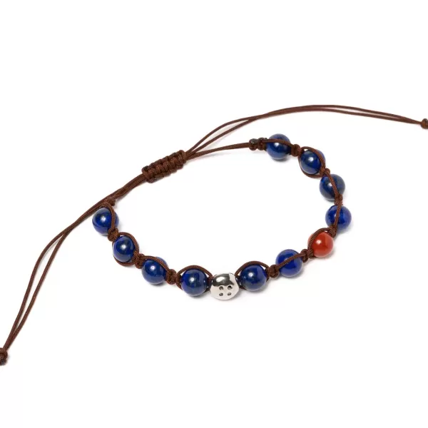 Barbarulo Napoli Bracelet "Brown Love" With Colored Stones And Button In Sterling Silve