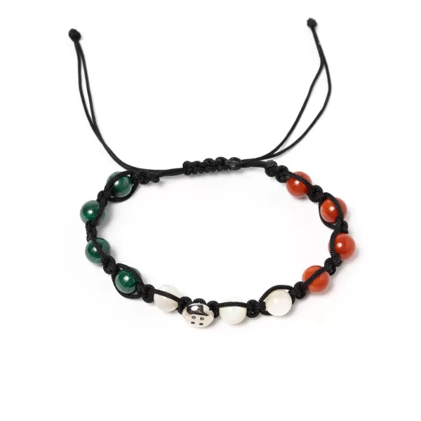 Barbarulo Napoli Bracelet "Italian Love" With Colored Stones And Button In Sterling Sil