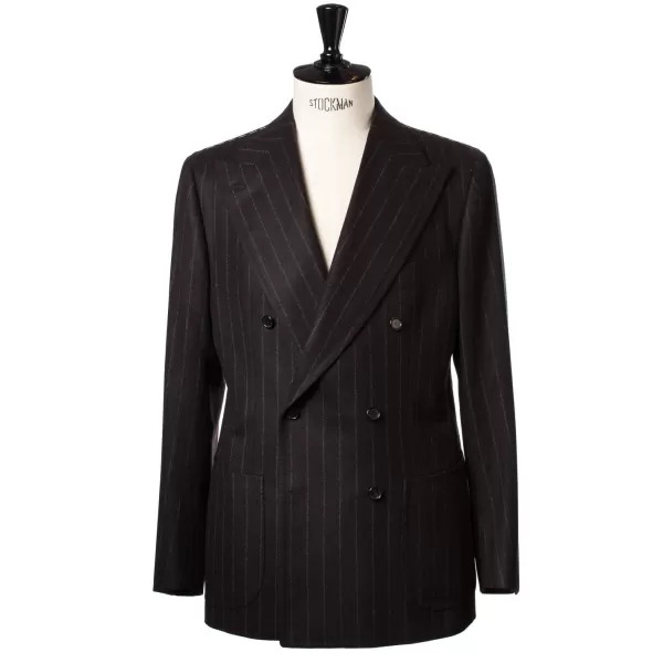 Cesare Attolini Brown Suit "Chalk Stripe" Made Of English Wool - Fox Heritage Flannel