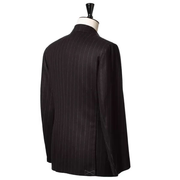 Cesare Attolini Brown Suit "Chalk Stripe" Made Of English Wool - Fox Heritage Flannel