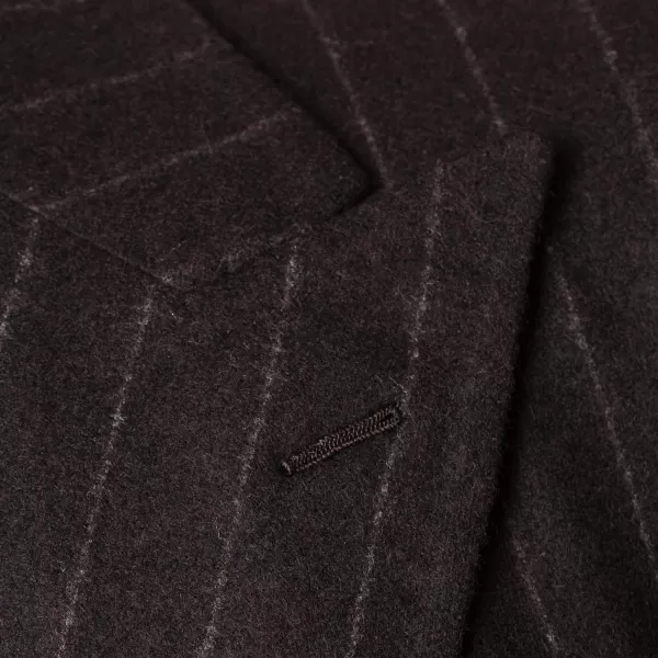 Cesare Attolini Brown Suit "Chalk Stripe" Made Of English Wool - Fox Heritage Flannel
