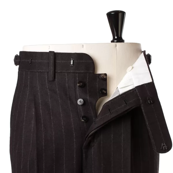 Cesare Attolini Brown Suit "Chalk Stripe" Made Of English Wool - Fox Heritage Flannel