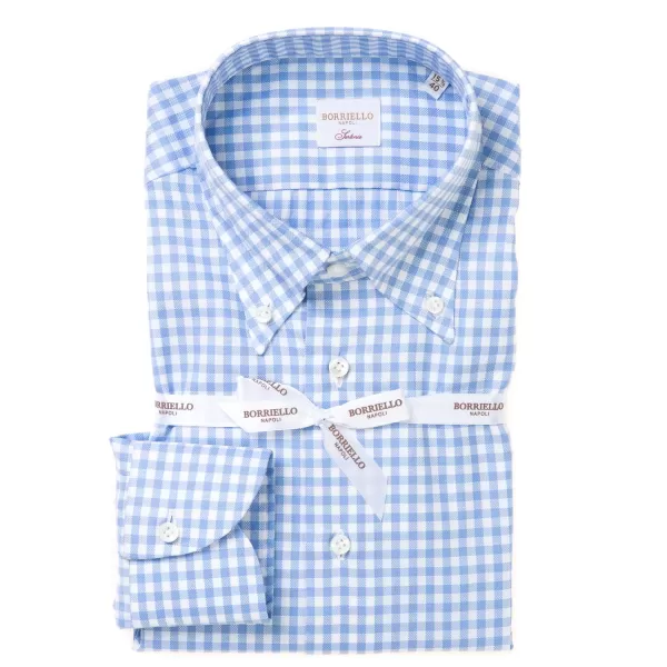 Borriello Checked Shirt "Royal Oxford" With Button Down And Sport Cuff - Handmad