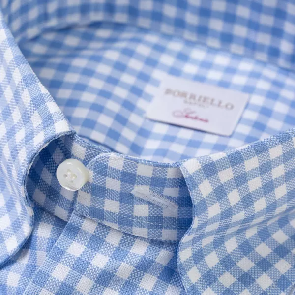 Borriello Checked Shirt "Royal Oxford" With Button Down And Sport Cuff - Handmad