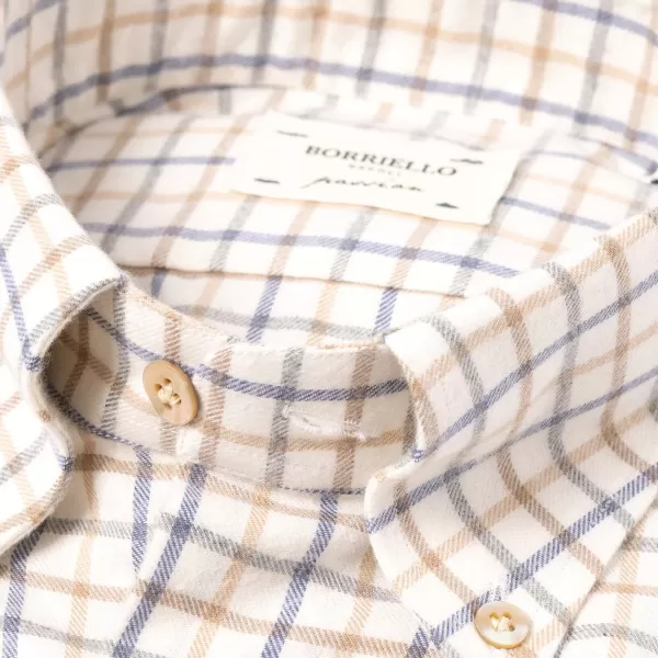 Borriello Checked Sports Shirt "Tattersall-Check" Made Of Brushed Vintage Cotton