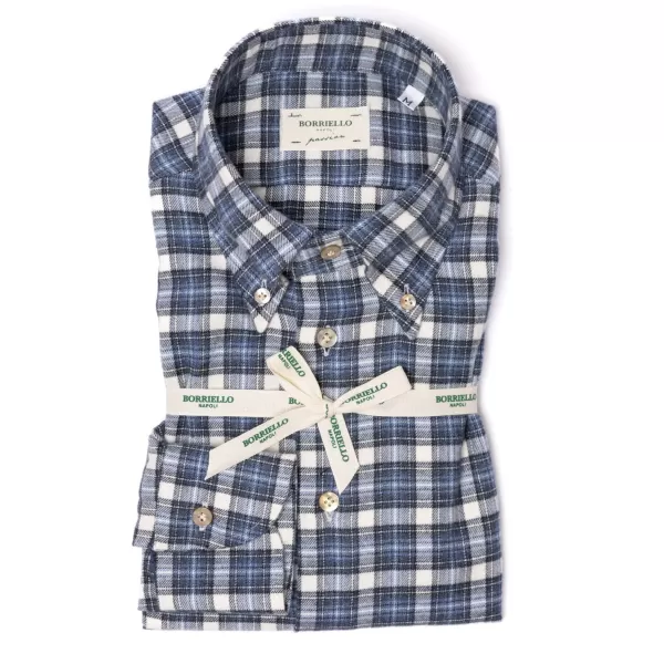Borriello Checked Spots Shirt "Madras-Check" Made Of Brushed Vintage Cotton Flan