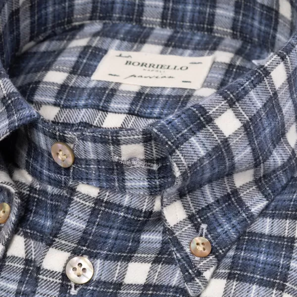 Borriello Checked Spots Shirt "Madras-Check" Made Of Brushed Vintage Cotton Flan