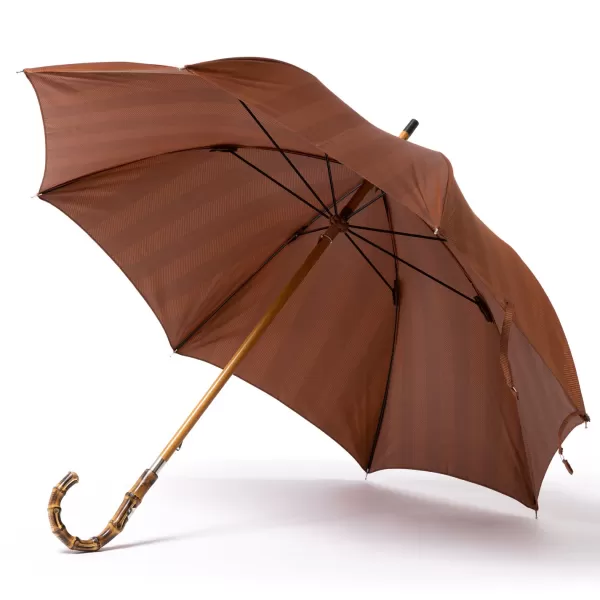 Maglia Copper Brown Umbrella "Traveller" With Handle Made Of Bamboo Wood