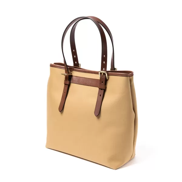Felisi Cotton Canvas And Saddle Leather Bag "New Office Tote" - Handmade