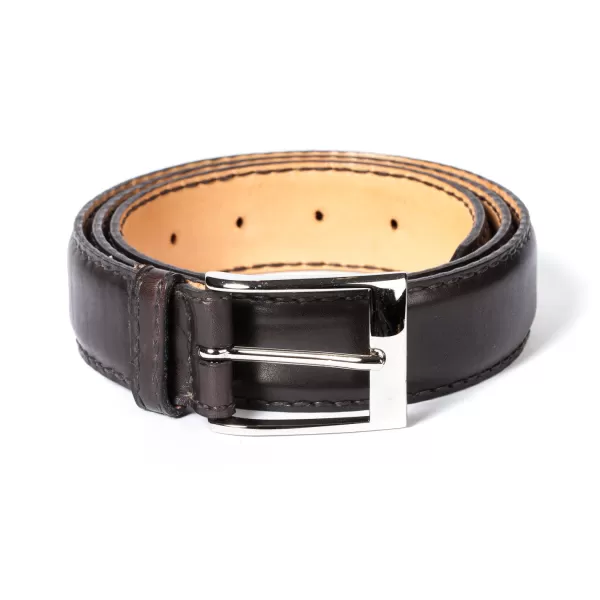 Saint Crispin's Dark Brown Calfskin Belt - Hand-Colored