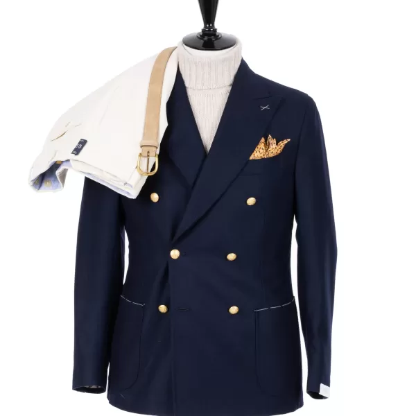 De Petrillo Double Breasted Jacket "Blazer Dorato" In Wool And Cashmere - Handmade