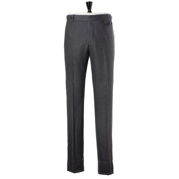 Rota Sartorial Exclusive For Michael Jondral: Grey Flannel Pants In Pure Wool - Rota