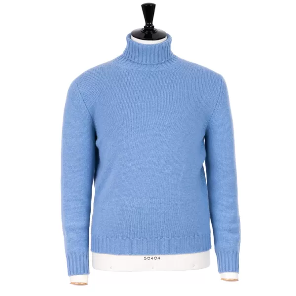 Fedeli Exclusive To Michael Jondral: Azure Blue Scottish 4-Ply Cashmere Turtl