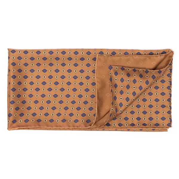 Cesare Attolini Foulard Neckerchief "Cornici Barocche" In Pure English Silk