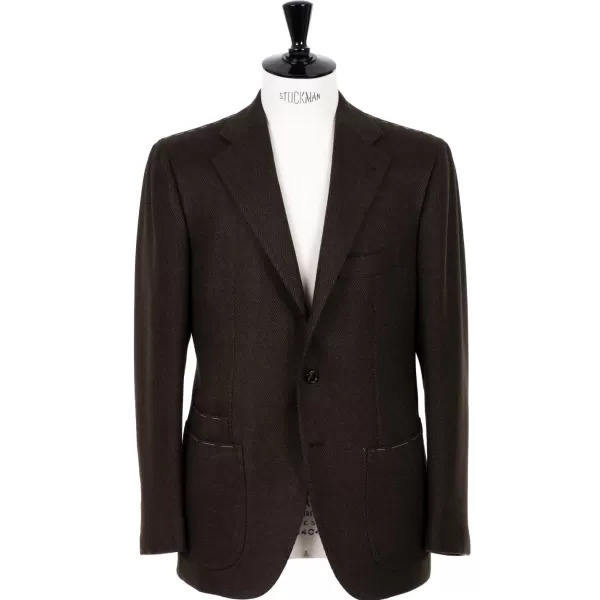 Cesare Attolini Jacket "Green Herringbone Gent" Made Of Pure Merino Wool By Fox Brothe