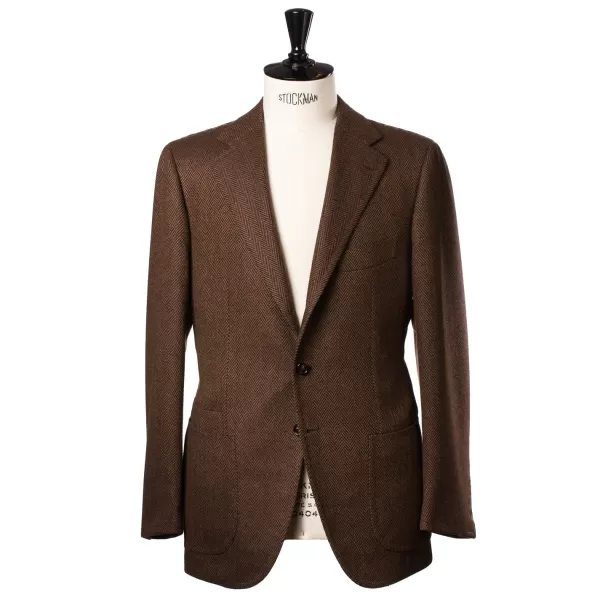 Cesare Attolini Jacket "Herringbone" Made Of Pure Merino Wool From Fox Brother'S - Pur