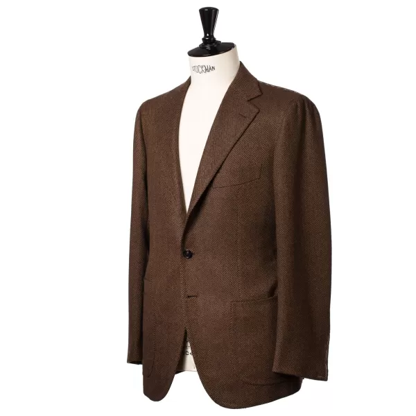 Cesare Attolini Jacket "Herringbone" Made Of Pure Merino Wool From Fox Brother'S - Pur