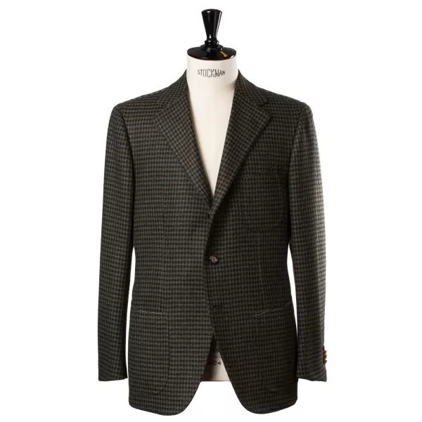 Cesare Attolini Jacket "Houndstooth" Made Of Pure Merino Wool By Fox Brother'S - Pure