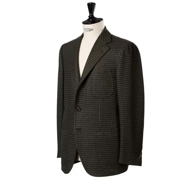 Cesare Attolini Jacket "Houndstooth" Made Of Pure Merino Wool By Fox Brother'S - Pure