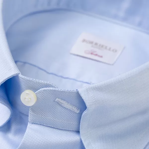 Borriello Light Blue Shirt "Royal Oxford" With Button-Down Collar And Barrel Cuf