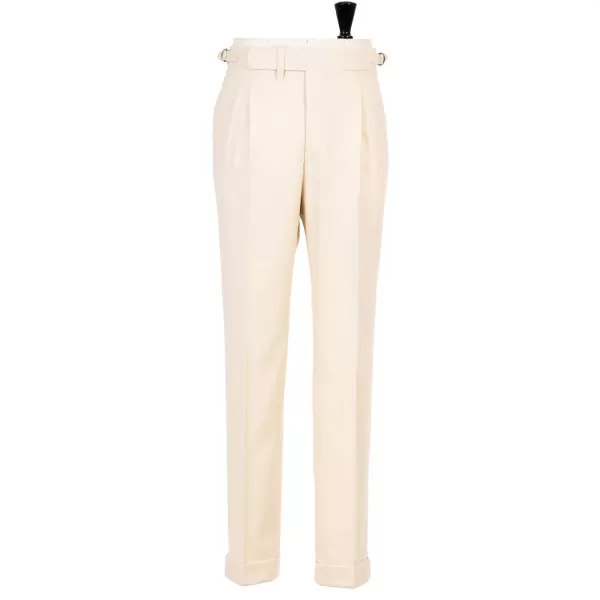 Cesare Attolini Limited Edition: Ivory Pants "Cricket Storico" Made Of English Wool -