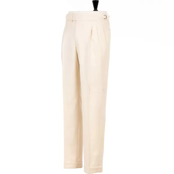 Cesare Attolini Limited Edition: Ivory Pants "Cricket Storico" Made Of English Wool -