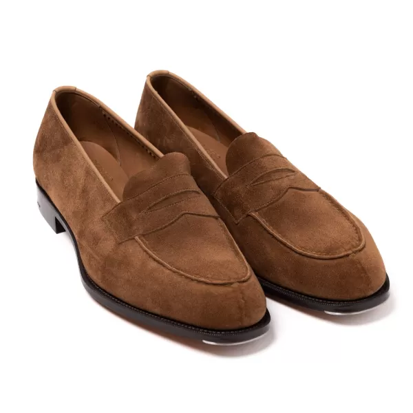 Edward Green Limited Edition: Penny Loafer "Unlined Harrow" In Italian Calf Suede -