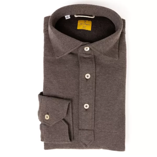 G. Inglese Nougat Brown Polo Shirt "Jfk" Made Of Cotton And Cashmere - Purely Han