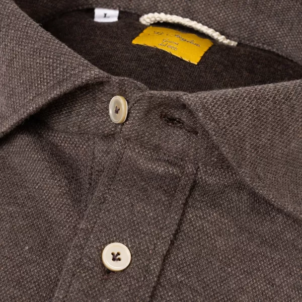 G. Inglese Nougat Brown Polo Shirt "Jfk" Made Of Cotton And Cashmere - Purely Han