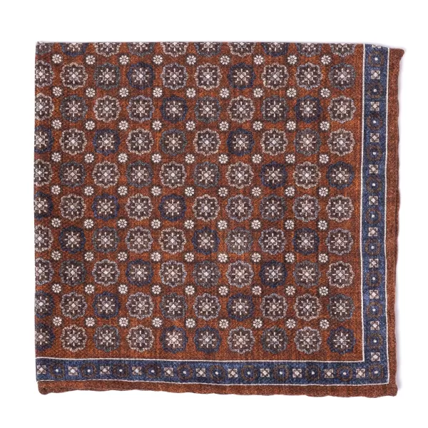 Manifatture Rosi Rosi Collection X Mj: Pocket Square "Medallion Double Print" In Pure S