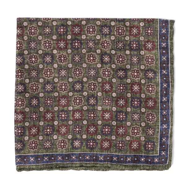 Manifatture Rosi Rosi Collection X Mj: Pocket Square "Medallion Double Print" In Pure S