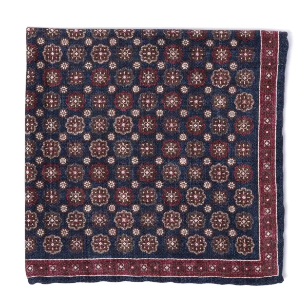 Manifatture Rosi Rosi Collection X Mj: Pocket Square "Medallion Double Print" In Pure S