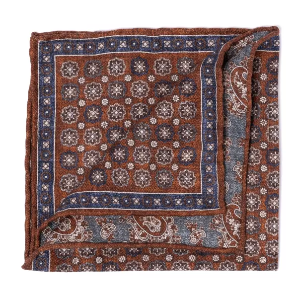 Manifatture Rosi Rosi Collection X Mj: Pocket Square "Medallion Double Print" In Pure S
