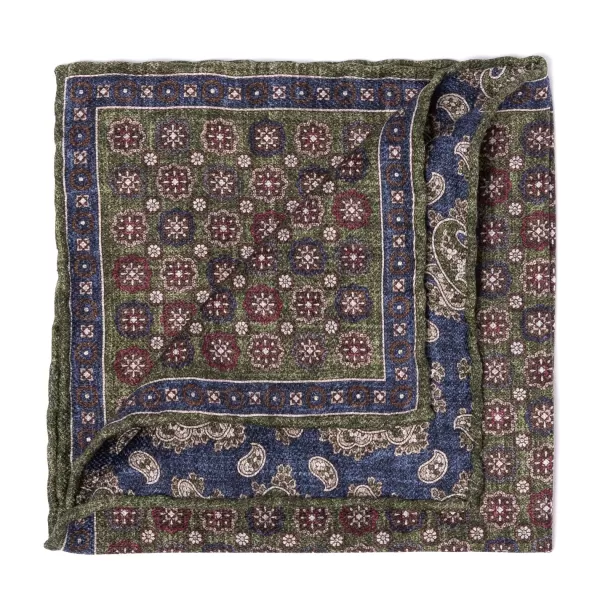 Manifatture Rosi Rosi Collection X Mj: Pocket Square "Medallion Double Print" In Pure S