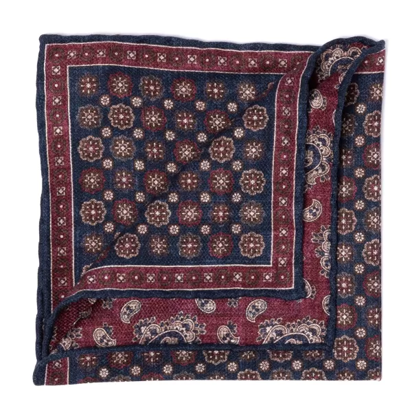 Manifatture Rosi Rosi Collection X Mj: Pocket Square "Medallion Double Print" In Pure S