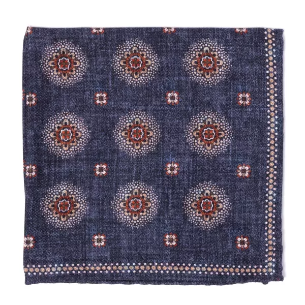 Manifatture Rosi Rosi Collection X Mj: Pocket Square "New Flower Double Print" In Pure