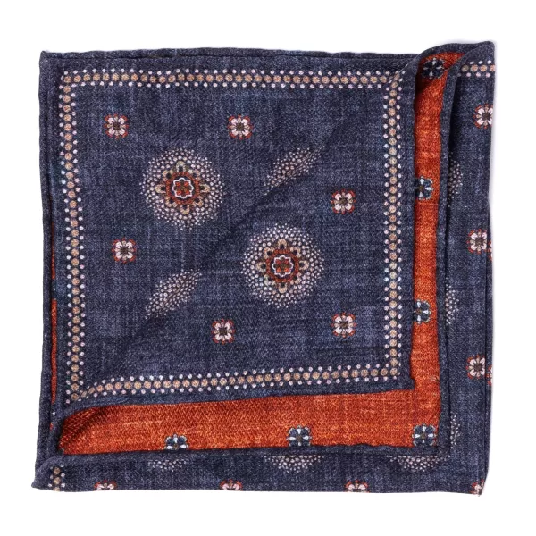Manifatture Rosi Rosi Collection X Mj: Pocket Square "New Flower Double Print" In Pure