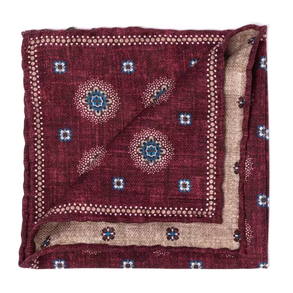 Manifatture Rosi Rosi Collection X Mj: Pocket Square "New Flower Double Print" In Pure