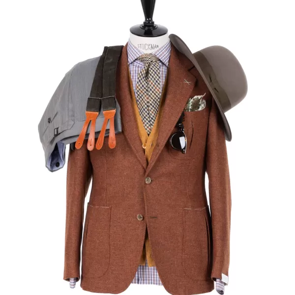 De Petrillo Rust Brown Jacket "Il Cacciatore"" Made Of Wool And Cashmere - Handmad