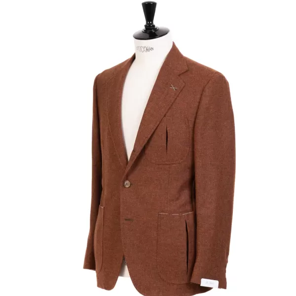 De Petrillo Rust Brown Jacket "Il Cacciatore"" Made Of Wool And Cashmere - Handmad