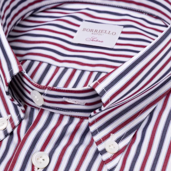 Borriello Striped Shirt "Stile Inglese" With Button Down And Sport Cuff - Handma